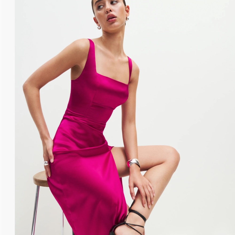 Reformation Fuchsia Midi Dress